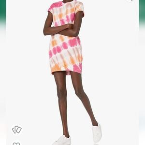 Goodthreads Heritage Fleece Cap-Sleeve Cocoon Dress with Pockets Tie Dye L